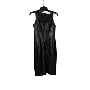 $175 MSRP - Susan Monaco Vegan Leather Midi Dress black - Sz S - NWT